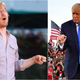 Rent’s Anthony Rapp performs on Good Morning America in 2008 (Rob Loud/Getty Images); Donald Trump dances at a rally in November 2020 (MANDEL NGAN/AFP via Getty Images)